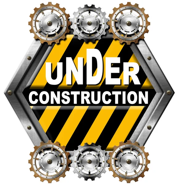 Under Construction - Metal Icon with Gears — Stock Photo, Image