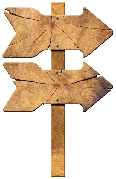 木制的定向标志-两个箭头 — 图库照片