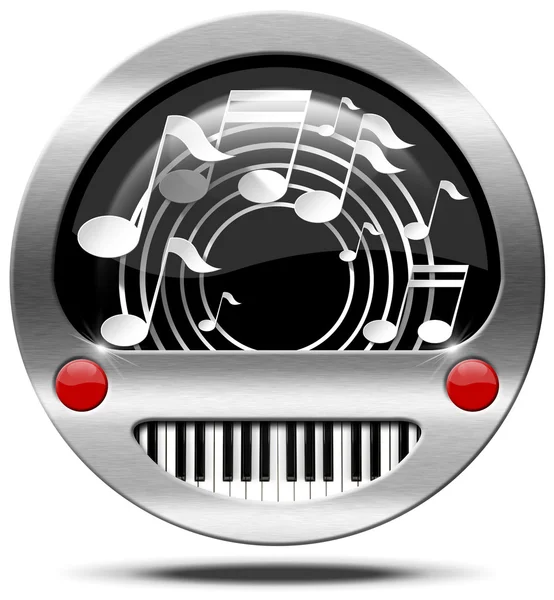 Музична ікона - клавіатура піаніно і ноти — стокове фото