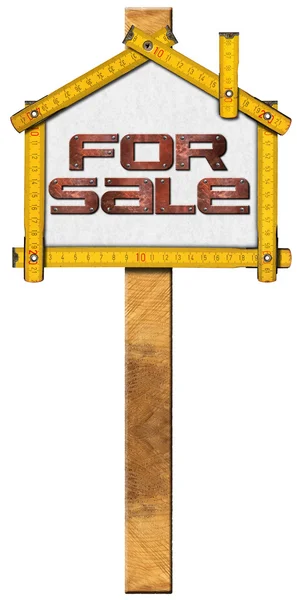 House For Sale Sign - Wooden Meter — Stock Photo, Image