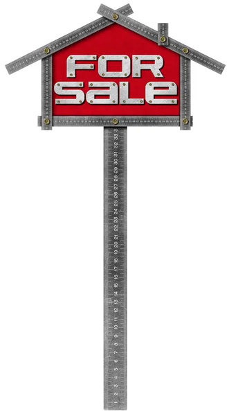 Ev satışı işareti - metalik metre için — Stok fotoğraf