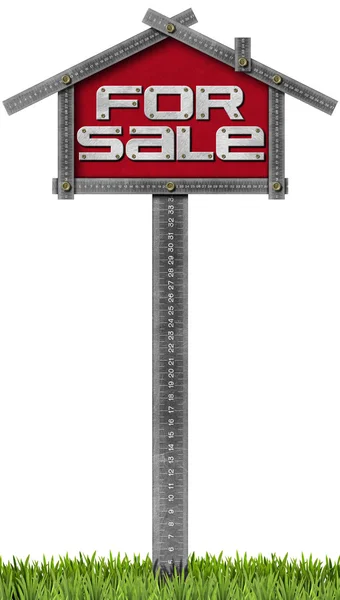 Dům na prodej Sign - kovový metr — Stock fotografie