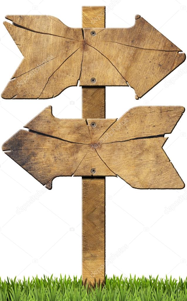 Wooden Directional Sign - Two Arrows