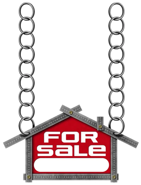 Ev satışı işareti - metalik metre için — Stok fotoğraf