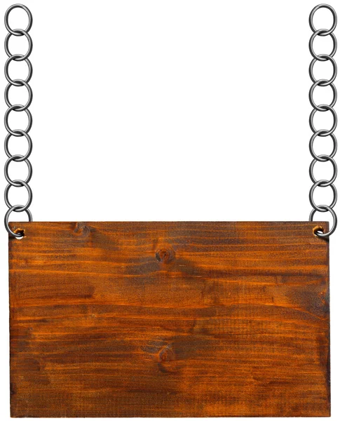 Señal de madera con cadena de metal —  Fotos de Stock