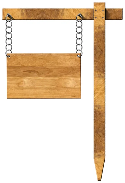 Houten bord met ketting en Pole — Stockfoto