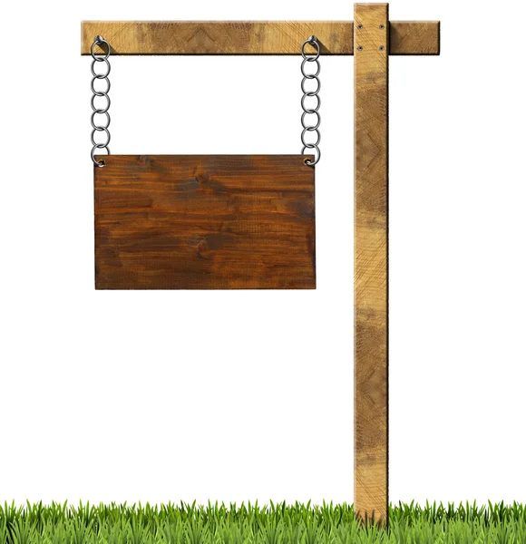 Drewniany znak z łańcucha i Polak — Zdjęcie stockowe