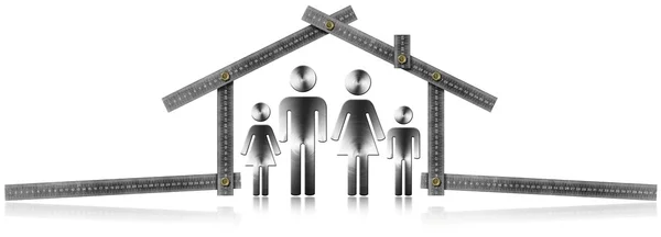 Huis Project - metalen Meter met familie — Stockfoto