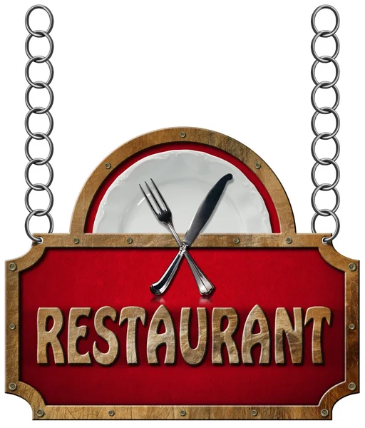 Restaurant Sign with Metal Chain — Stock Photo, Image