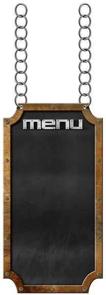 Yemek menüsü - zinciri ile yazı tahtası — Stok fotoğraf