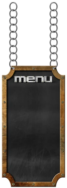 Menu de alimentos - Quadro negro com corrente — Fotografia de Stock