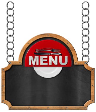 Yemek menüsü - zinciri ile yazı tahtası