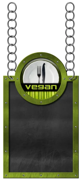 Vegan Menu - Empty Blackboard with Chain — Stock Photo, Image