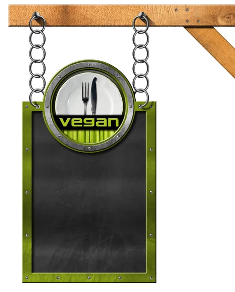 Menu Vegan - Lavagna vuota con catena — Foto Stock