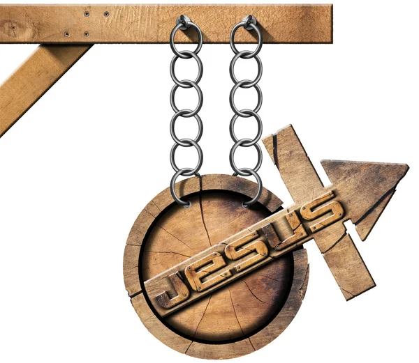 Jesus - Wooden Symbol with Cross — Stock Photo, Image