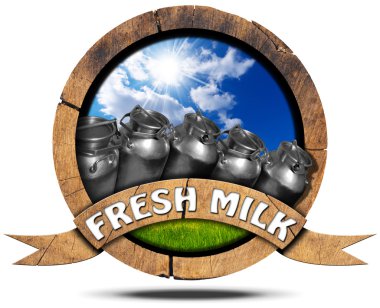 Taze süt - ahşap kutular simgesiyle