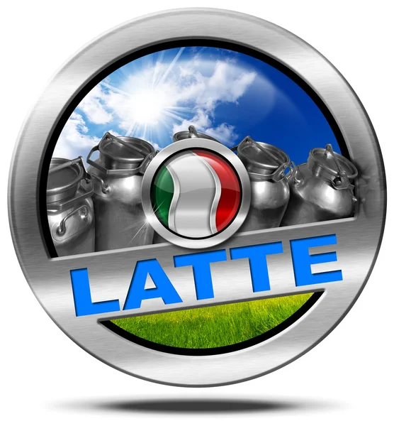 Italy Milk - Metal Icon in Italian Language — Stock Photo, Image