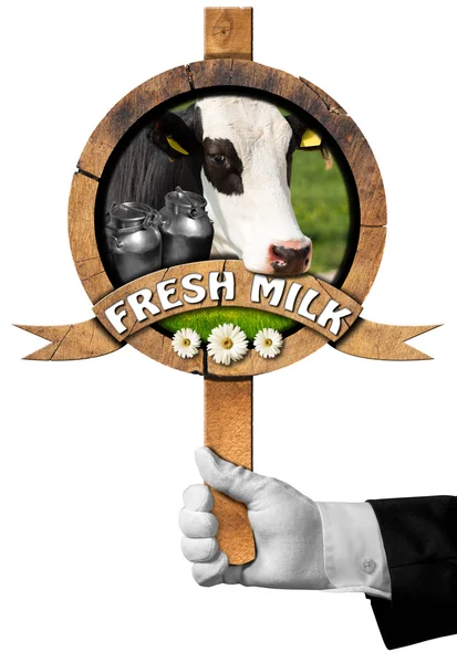 Latte fresco - Firma con Mano di Cameriere — Foto Stock