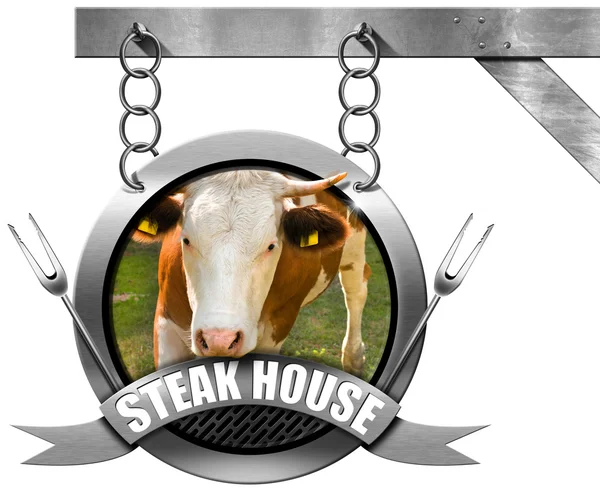 Steak House - Metal Sign with Chain — Stock Photo, Image