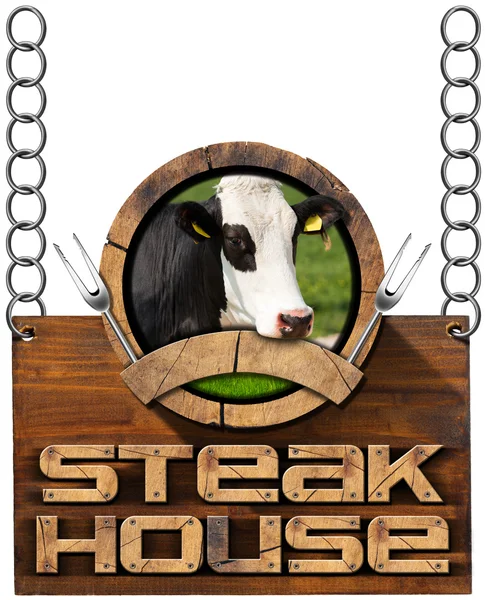 Steak House - Cartello con catena — Foto Stock