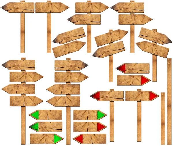 Ensemble de panneaux directionnels en bois avec pôle — Photo