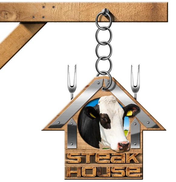 Steak House - Sign with Chain — Stock Photo, Image