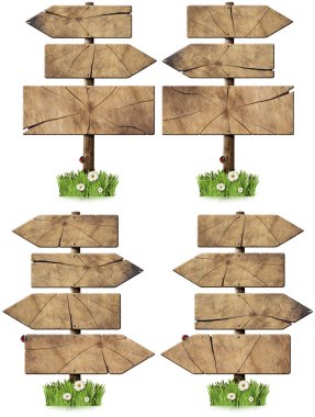 kutup ile yön ahşap işaretler kümesini