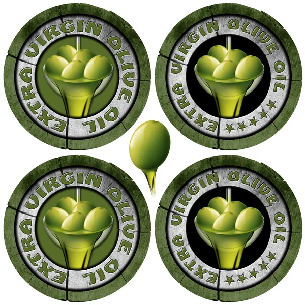 Ekstra oliwa z oliwek - cztery ikony — Zdjęcie stockowe