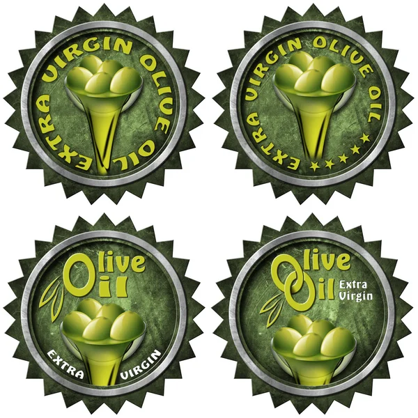 Extra Virgin Olive Oil - Four Labels — Stock Photo, Image