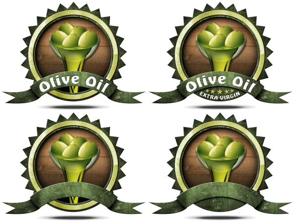 Olive Oil - Four Labels with Ribbon — Stock Fotó