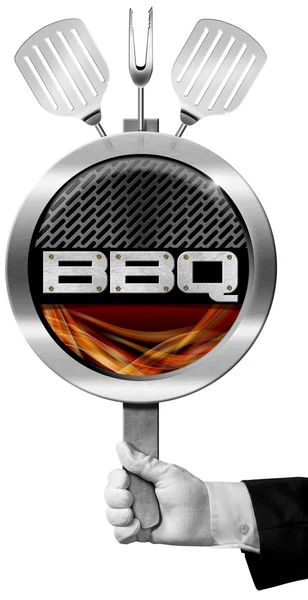 Bbq Sign with Hand of Chef — Stock Photo, Image