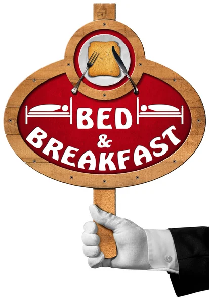 Bed and Breakfast - Sign with Hand of a Concierge — Stock Photo, Image