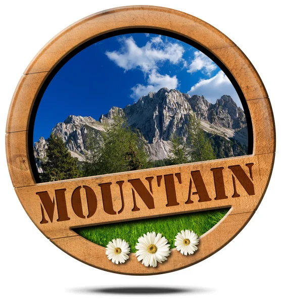 Mountain - Wooden Symbol with Peak — Stock Photo, Image