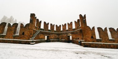 Kış - Verona İtalya Scaligero Bridge'de