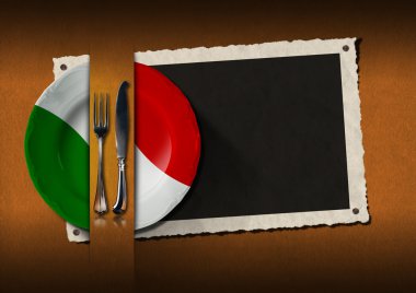 Fotoğraf çerçevesi menüsüyle restoran İtalya