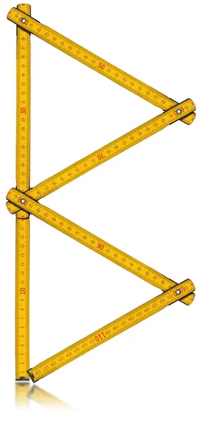 フォント B - 古い黄色メートル定規 — ストック写真