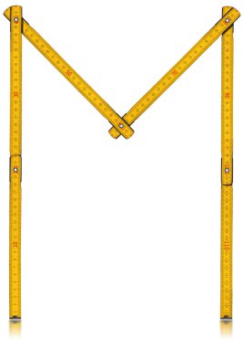 Yazı tipi M - eski sarı metre cetvel