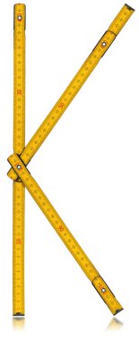 Yazı tipi K - eski sarı metre cetvel