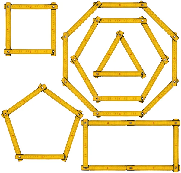 基本的な幾何学的形状の木製定規 — ストック写真