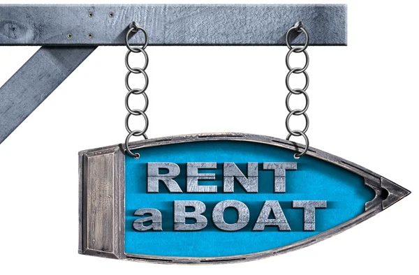 Noleggiare una barca - Segno direzionale con catena — Foto Stock