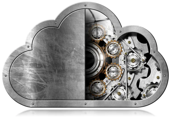 Cloud Computing mit Metallgetriebe — Stockfoto