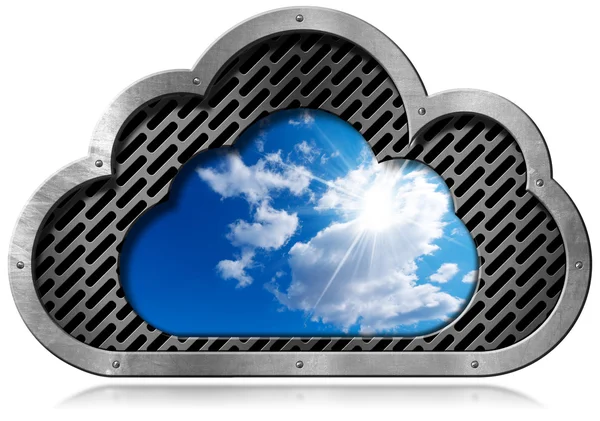Το Cloud Computing σύμβολο με ουρανό — Φωτογραφία Αρχείου