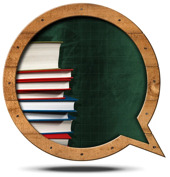 Blackboard and Books - Speech Bubble Shaped — Stock Photo, Image