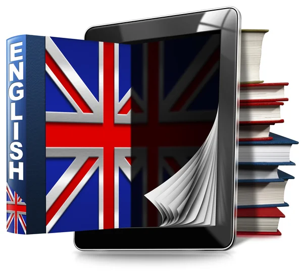 Learn English - Tablet PC en boeken — Stockfoto