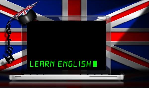 Nauka angielskiego - komputer — Zdjęcie stockowe