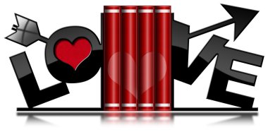 Love Books - Bookends with Love Text clipart