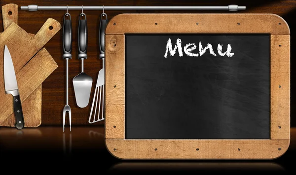 Menu Blackboard na cozinha — Fotografia de Stock