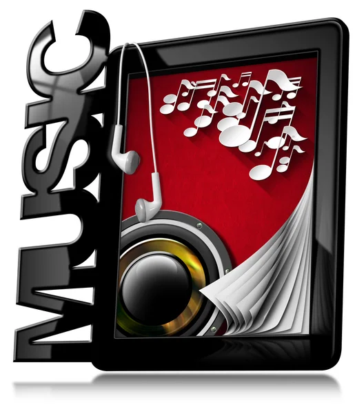 Musique - Tablette PC avec écouteurs — Photo