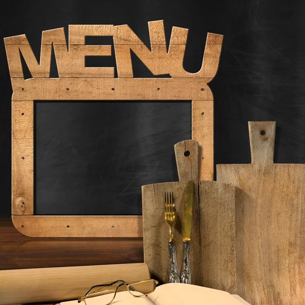 Blackboard Menu in the Kitchen — Stock Photo, Image