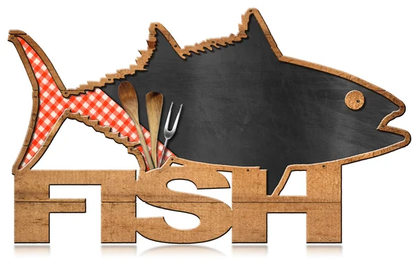 Tablica ryby w kształcie - Menu rybne — Zdjęcie stockowe